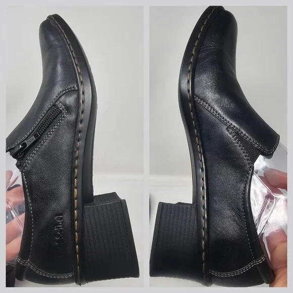 Josef Seibel Black Genuine Leather Block Heel Loafer Comfort Shoes Women Size 37 - Picture 5 of 8